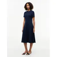 Tommy Hilfiger Midikleid "INTERLOCK F&F MIDI DRESS" Ohne Taschen Interlock-Baumwolle, Regular Fit