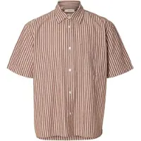 SELECTED MEN Herren Hemden Slhrlxstuart Seersucker Ss Shirt - Bruin - Größe S