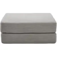 STILVORA Fußschemel Cord hellgrau 109x95x43 cm, ausklappbar zum Einzelsofabett