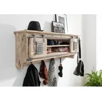 MASSIVMOEBEL24.DE Wandgarderobe Mango 115x30x45 whitewash lackiert RAILWAY #359