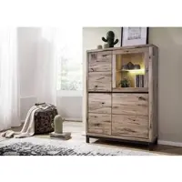 MASSIVMOEBEL24.DE Highboard Wildeiche 103x40x148 bianco geölt VILLANDERS #205