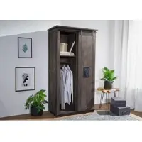 MASSIVMOEBEL24.DE Schrank Mango 100x60x190 grau lackiert RAILWAY #216