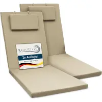 Beautissu 2er Set Gartenliege Auflage Sonnenliege Loft RL, 200x60x5cm, Natur