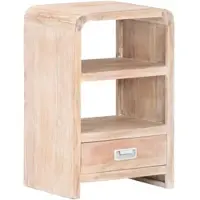 Décoshop26 - Nachttisch mit 2 Ablagen und Schublade 40 x 30 x 60 cm Akazienholz mit weißer Oberfläche DEC032952