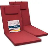 Beautissu 2er Set Gartenliege Auflage Sonnenliege Loft RL, 200x60x5cm, Rot