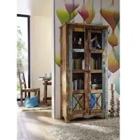 MASSIVMOEBEL24.DE Vitrine Altholz 90x40x180 mehrfarbig lackiert NATURE OF SPIRIT #52