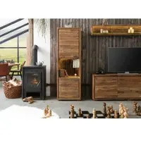 MASSIVMOEBEL24.DE Vitrine Akazie 58x40x180 natur lackiert BARK #102