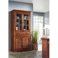 MASSIVMOEBEL24.DE Vitrine Akazie 94x50x195 nougat lackiert OXFORD #452
