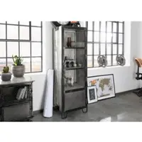 MASSIVMOEBEL24.DE Vitrine Mango 60x40x180 grau lackiert HEAVY INDUSTRY #140