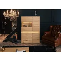 MASSIVMOEBEL24.DE Highboard Wildeiche inkl. LED 103x43,5x152 natur geölt CARDIFF #121