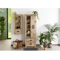 MASSIVMOEBEL24.DE Schrank Mango 70x35x195 whitewash lackiert RAILWAY #384