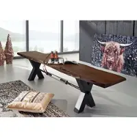 MASSIVMOEBEL24.DE Bank Akazie 220x38x46 braun lackiert IRON LABEL #158