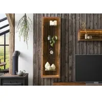 WOLF Hängevitrine Akazie 45x30x145 natur lackiert BARK #104