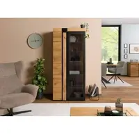 MASSIVMOEBEL24.DE Vitrine Wildeiche 80x45x180 natur geölt ROTTERDAM #111