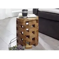 MASSIVMOEBEL24.DE Hocker Teak Wurzel 30x30x47 natur lackiert UNIKA #153