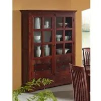 MASSIVMOEBEL24.DE Vitrine Akazie 134x50x196 nougat lackiert OXFORD #456