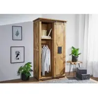 MASSIVMOEBEL24.DE Schrank Mango 100x60x190 natur lackiert RAILWAY #116
