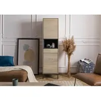 MASSIVMOEBEL24.DE Highboard Akazie 45x45x175 grau-weiß geölt CHICAGO #10