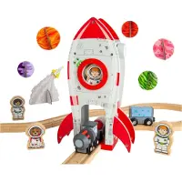 Bigjigs Holzrakete - Spielzeug Eisenbahn Zubehör Astronaut