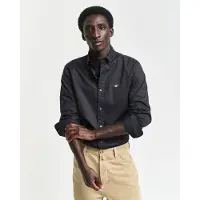 Gant für Herren. 3000102 Klassisches Popeline-Hemd Slim Fit schwarz (L), Lässig, Party, Baumwolle, Langarm, Nachhaltig