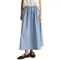 Marc O'Polo A-Linien-Rock DENIM, Damen, Gr. L, blau (light blau), Web, Obermaterial: 100% Baumwolle, A-Linie ca. Mitte Wade, Röcke A-Linien-Rock, Ausgestellter Rock aus Papertouch-Popeline