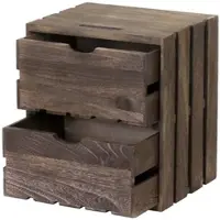 Décoshop26 - Nachttisch/Aufbewahrungskommode aus Holz im Vintage-Stil mit 2 Schubladen 36 x 32 x 26 cm braun 04_0002486