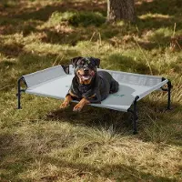 OEM Gartenhundebett, Hochhundebett, Außenhundebett, Waschbar und langlebig mit guter Lüftung, Grau, L, 124,5 x 77,7 x 31 cm