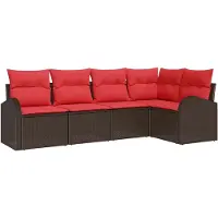 vidaXL Gartensofa-set 5 stk. Braun Poly-Rattan