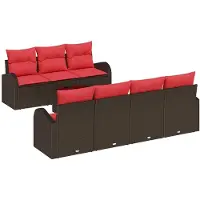 vidaXL Sofa Set 8 pcs Braun und Rot Polyester