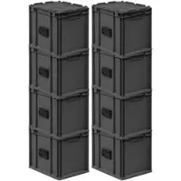 Proregal SuperSparSet 8x Eurobox NextGen Portable, HxBxT 33,5x30x40cm, 30 Liter, Schwarz, Eurobehälter, Transportbox, Transportbehälter