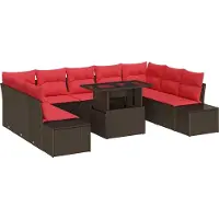 vidaXL Gartensofa-set 10 stk. Braun Poly-Rattan