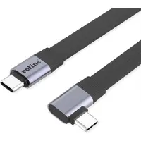 Roline USB4 2.0 Flachkabel, C–C, ST/ST, 8K UHD-2, 80Gbit/s, 240W, einseitig 90°-gewinkelt, schwarz, 0,13 m
