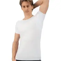 Fibershirts Anti-Sweat-Shirt - - eingenähte Achselpads - Unterhemd - Weiß - Rundhalsausschnitt - Herren - Größe L