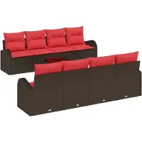 vidaXL Sofa Set 9 pcs Braun und Rot Polyester