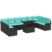 vidaXL Gartensofa-set 11 stk. Schwarz Poly Rattan