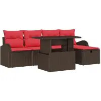 vidaXL Gartensofa-set 6 stk. Braun Poly-Rattan