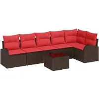 vidaXL Gartensofa-set 7 stk. Braun Poly-Rattan