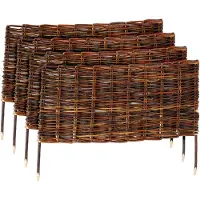 Relaxdays Beeteinfassung, Weide, 4er Set, HxB: 30 x 60 cm, zum Stecken, Beet & Rasen, niedrige Beetumrandung, braun