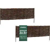 Relaxdays Beeteinfassung, Weide, 2er Set, HxB: 30 x 100 cm, zum Stecken, Beet & Rasen, niedrige Beetumrandung, braun