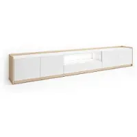Skraut Home TV-Möbel Holzeffekt weiß und eiche 310x37x50cm mit Led