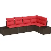 vidaXL Gartensofa-set 5 stk. Braun Poly-Rattan