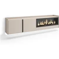 Skraut Home TV-Möbel Holzeffekt beige 212x35x50cm Kamin mit Feuereffekt XXL