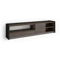 Skraut Home TV-Möbel Holzeffekt dunkler eiche und schwarz 207x37x50cm mit Led