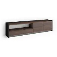 Skraut Home TV-Möbel Holzeffekt dunkler eiche und schwarz 207x37x50cm mit Led