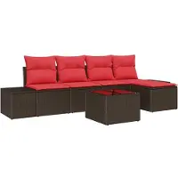 vidaXL Sofa Set 6 stk. Braun [Synthetisch]: Poly Rattan