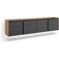 Skraut Home TV-Möbel Holzeffekt schwarz und eiche 207x35x50cm Hängend