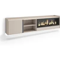 Skraut Home TV-Möbel Holzeffekt beige 212x35x50cm Kamin mit Feuereffekt XXL