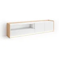 Skraut Home TV-Möbel Holzeffekt weiß und eiche 207x37x50cm mit Led