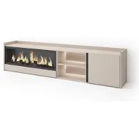Skraut Home TV-Möbel Holzeffekt beige 212x35x50cm Kamin mit Feuereffekt XXL