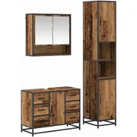 vidaXL Badezimmermöbel-Set 3 stk. Altholz 90 x 33 x 60 cm